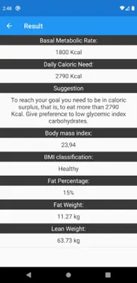 Basal Metabolic Rate android App screenshot 0