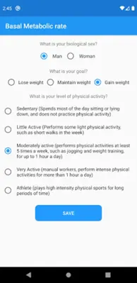 Basal Metabolic Rate android App screenshot 1