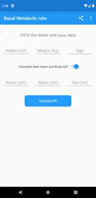 Basal Metabolic Rate android App screenshot 2